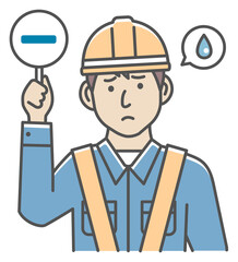 Blue  collar worker showing placard vector illustration