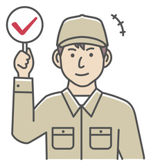 Blue  collar worker showing placard vector illustration