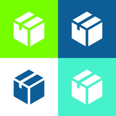 Box Flat four color minimal icon set