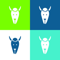 Bison Head Flat four color minimal icon set