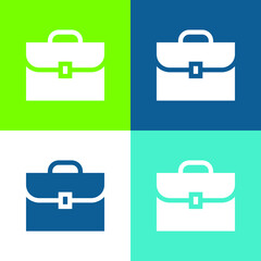 Briefcase Flat four color minimal icon set