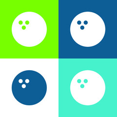 Bowling Ball Flat four color minimal icon set