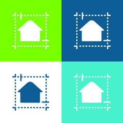Naklejka premium Blueprint Flat four color minimal icon set