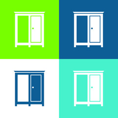 Bedroom Wardrobe Flat four color minimal icon set