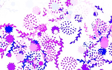 Light Purple vector doodle background with flowers, roses.
