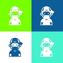 Boy Flat four color minimal icon set