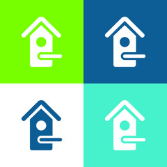 Bird House Flat four color minimal icon set