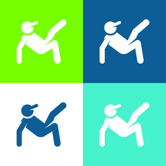 Breakdance Flat four color minimal icon set