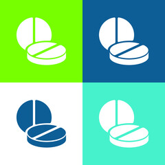 2 Pills Flat four color minimal icon set