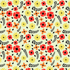 Seamless flower pattern vector illustration Background for printing on paper, wallpaper, covers, textiles, fabrics, for decoration, decoupage, scrapbooking , book cover etc.
