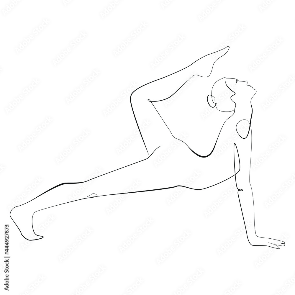 Wall mural yoga woman line art on white isolated background - Wall murals