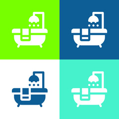 Bathtub Flat four color minimal icon set