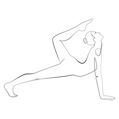 Yoga woman line art on white isolated background