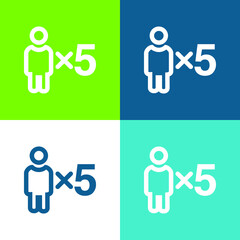 5 Persons Symbol Flat four color minimal icon set
