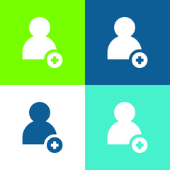 Add Friend Flat four color minimal icon set