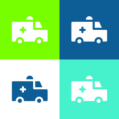 Ambulance Flat four color minimal icon set