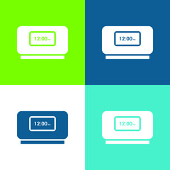 Alarm Clock Flat four color minimal icon set