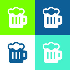 Beer Flat four color minimal icon set
