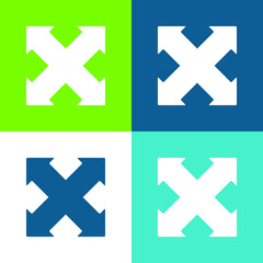 Arrows Cross Pointing Four Directions Flat four color minimal icon set