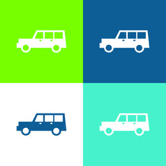 All Terrain Vehicle Flat four color minimal icon set