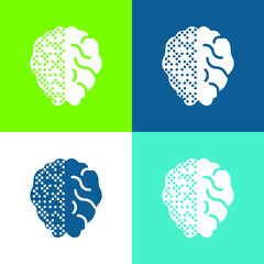 Brain Flat four color minimal icon set