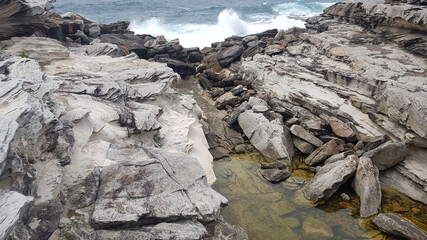 Waves Crashing Over Rocks at Cape Banks Sydney in the Botany Kamay Bay National 