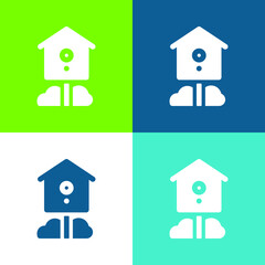 Birdhouse Flat four color minimal icon set
