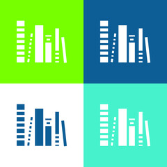 Books Group Flat four color minimal icon set