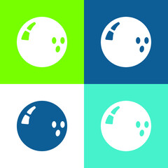 Bowling Ball Flat four color minimal icon set