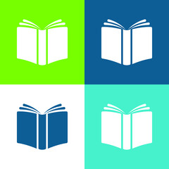 Book Cover Flat four color minimal icon set