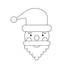 Santa Claus face template in black and white outline. New Year, Winter, holiday