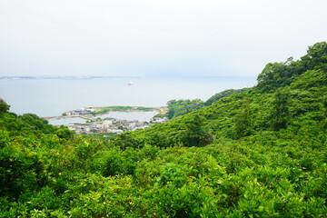 Fototapeta na wymiar City landscape of Tomari in Gogoshima island in Ehime, Japan - 興居島 泊町 海岸の景色