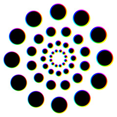 Creative minimalist contemporary art illustration, wall decoration, postcards, stickers, icons, brochure cover design. Playful composition of geometric circular shapes. Traditional printing inspired.