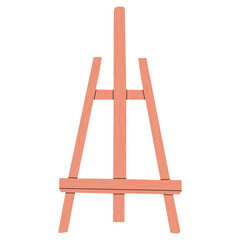 Flat vector cartoon illustration of an easel isolated on a white background.