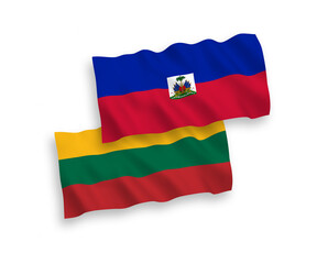 Fototapeta premium Flags of Lithuania and Republic of Haiti on a white background