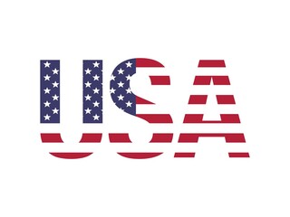 USA logo. USA text in flag colours vector logo. 