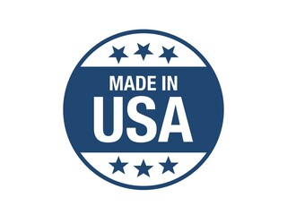 Made in USA sign. Made in USA logo sticker. 