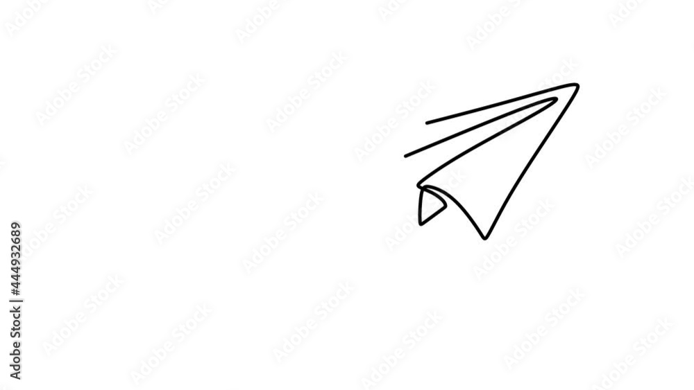 Wall mural continuous drawing line art of paper plane with black line and white background. one line