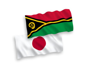 Flags of Japan and Republic of Vanuatu on a white background