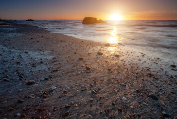 Beautiful sunrise at the beach. New day new start concept