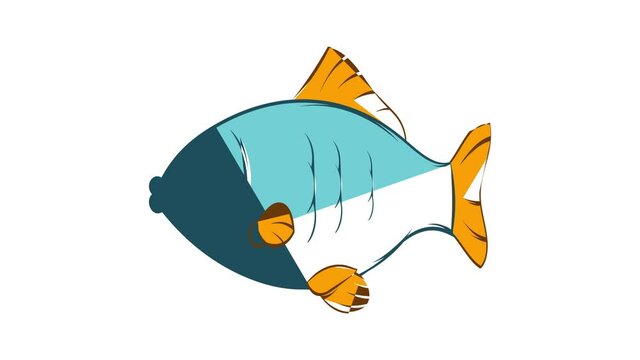 Blue fish icon animation cartoon best object isolated on white background