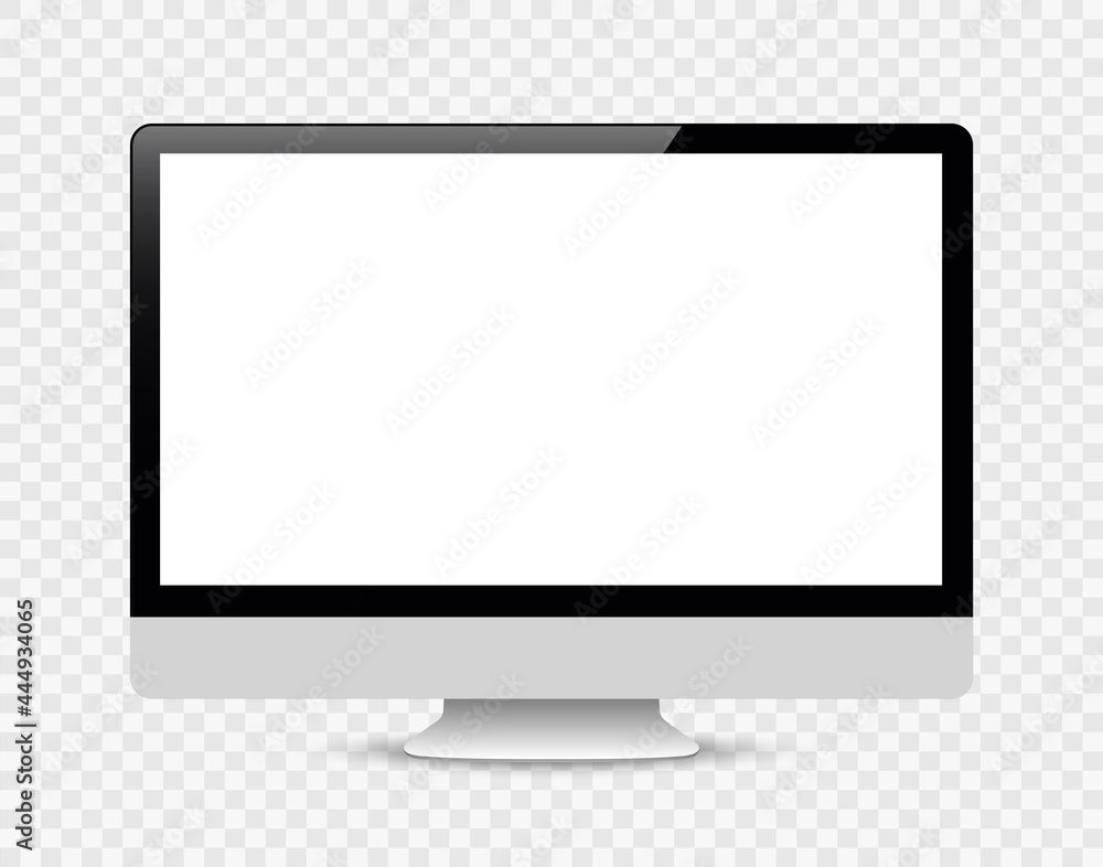 Poster realistic computer or pc monitor isolated on background. vector mockup.