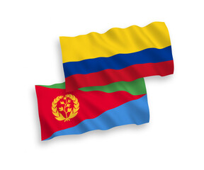 Flags of Eritrea and Colombia on a white background