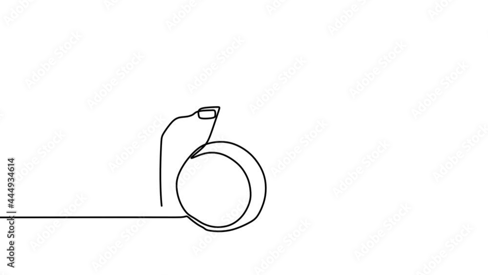 Poster continuous drawing line art of dslr camera with black line and white background. one line