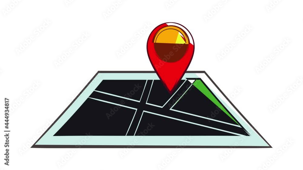 Poster map with pin pointers icon animation cartoon best object isolated on white background
