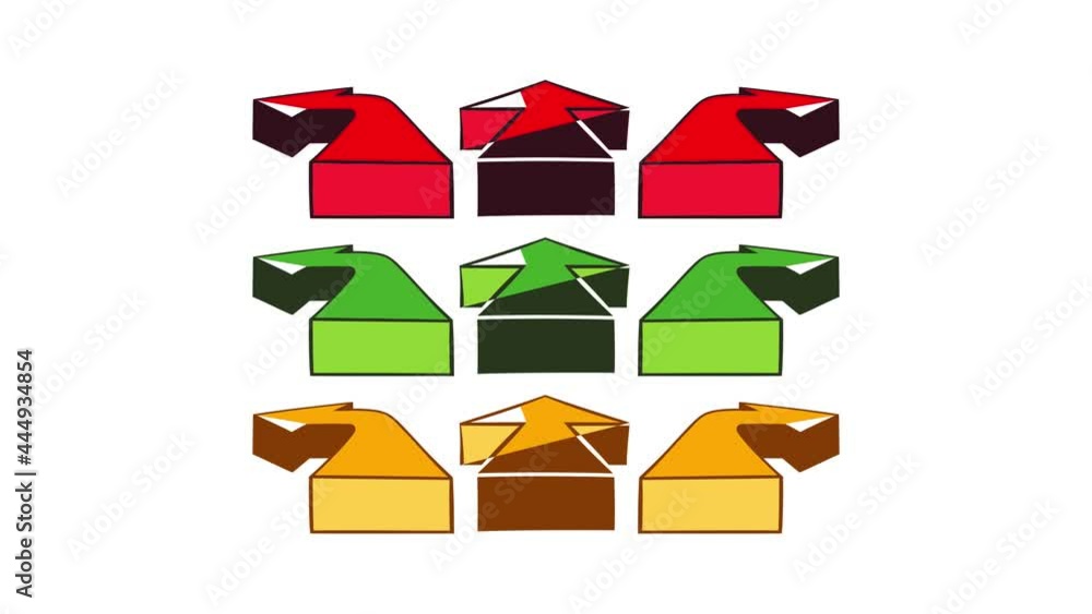 Aufkleber arrows of different color icon animation cartoon best object isolated on white background