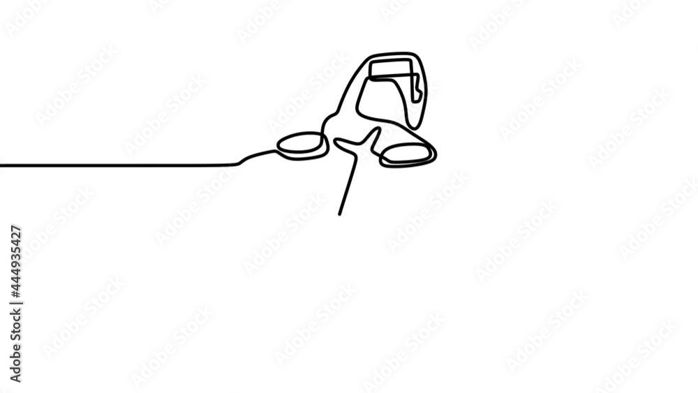 Poster continuous drawing line art of dslr camera with black line and white background. one line