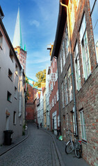 Luebeck Holstentor and old town trade houses