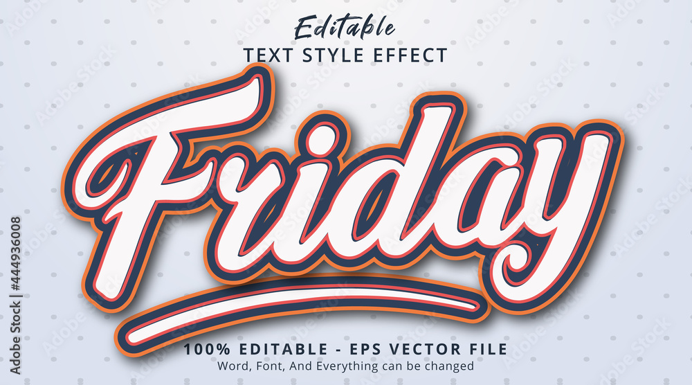 Poster editable text effect, friday text with simple color combination effect