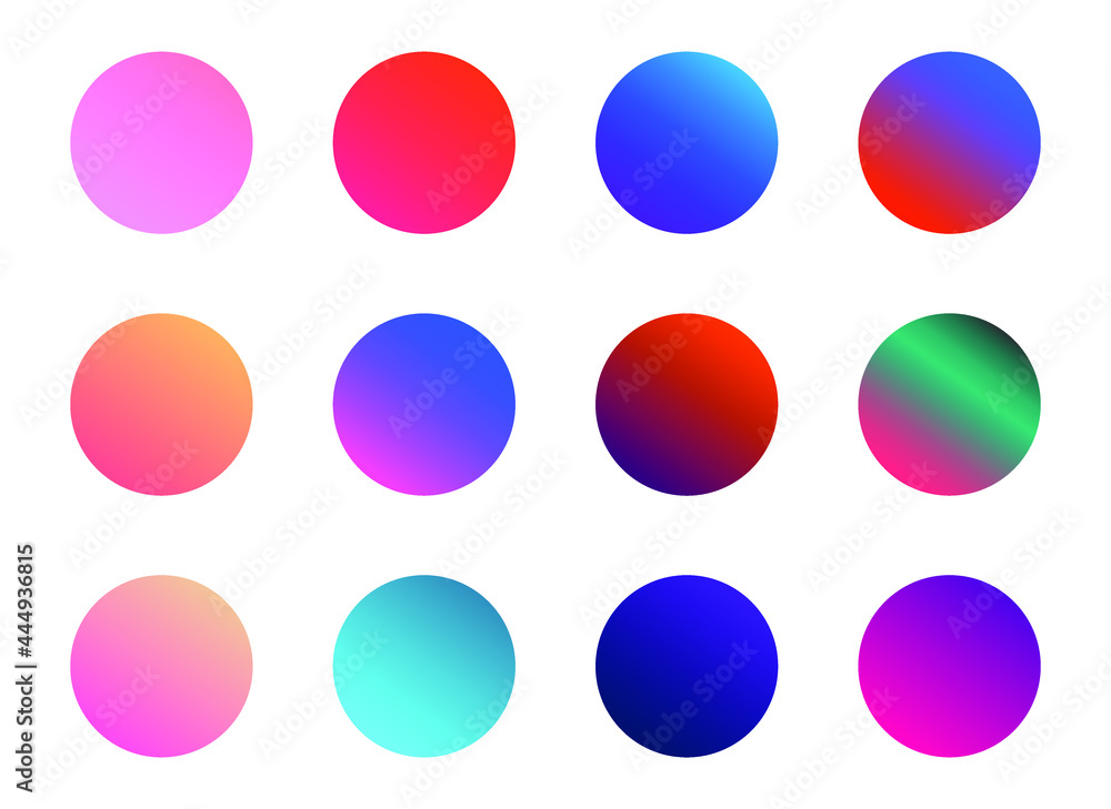 Poster set of round vector gradient. multicolor sphere. modern abstract background texture. template for de